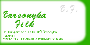 barsonyka filk business card